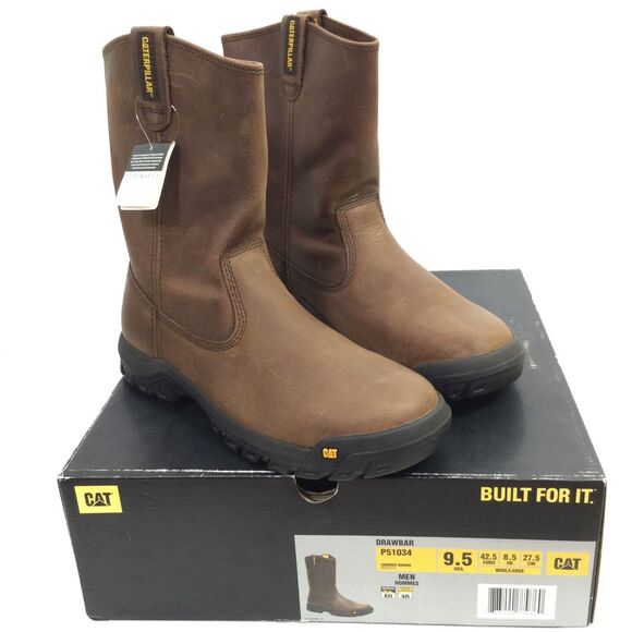 CAT Caterpillar P51034 Drawbar Pull-On Soft Toe Summer Brown Work Boots Shoes - Picture 1 of 10
